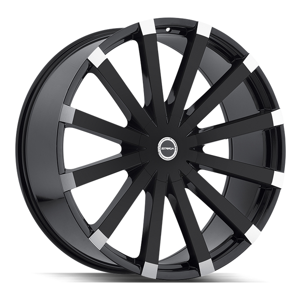 20x8.5 Strada Wheels Gabbia 5x114.3 15 ET 74.1 hub - Gloss Black Machined Tips