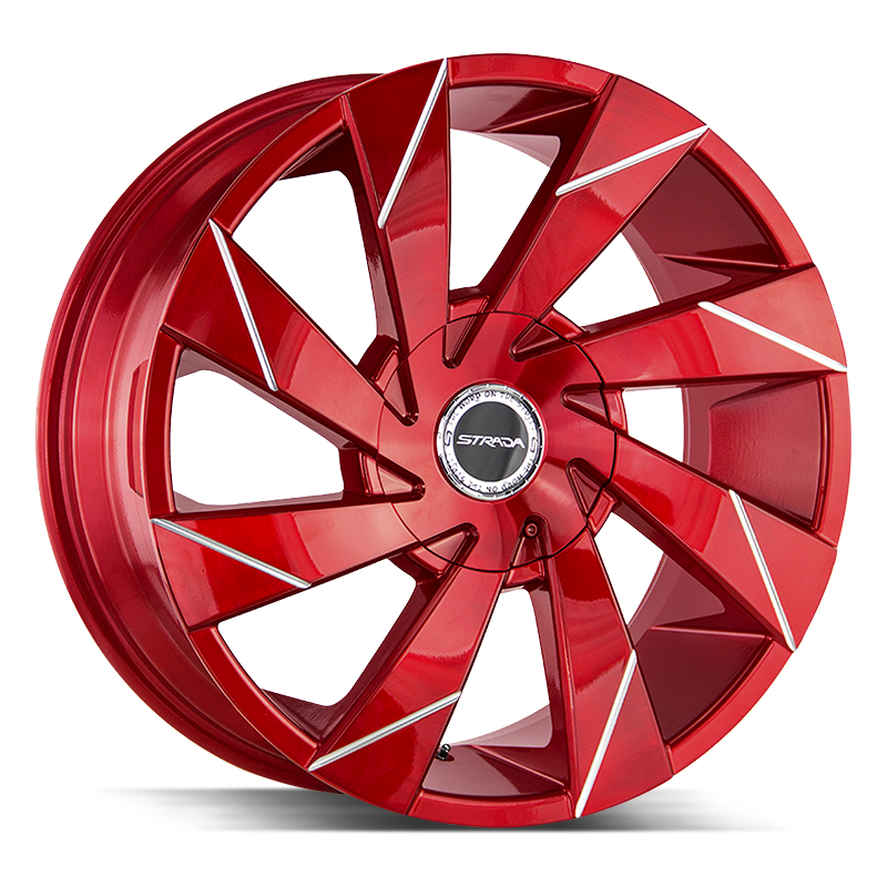 22x9 Strada Wheels Moto 5x114.3 35 ET 74.1 hub - Candy Red