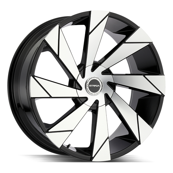 24x10 Strada Wheels Moto 5x115 15 ET 78.1 hub - Gloss Black Machined