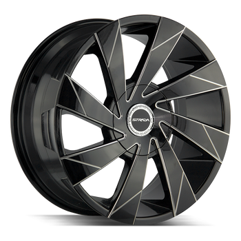 20x8.5 Strada Wheels Moto 6x135 30 ET 87.1 hub - Gloss Black Milled Edge Spoke