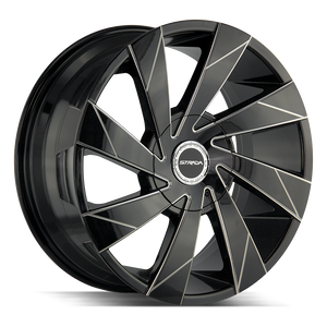 22x9 Strada Wheels Moto 5x112 40 ET 74.1 hub - Gloss Black Milled Edge Spoke