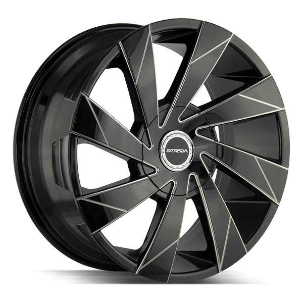 20x8.5 Strada Wheels Moto 5x108 40 ET 74.1 hub - Gloss Black Milled Edge Spoke