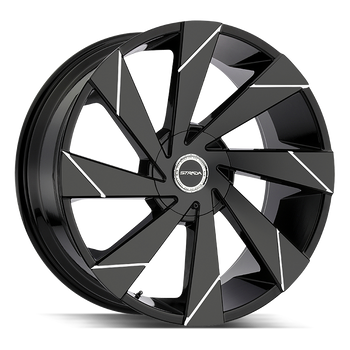 22x9 Strada Wheels Moto BLANK 35 ET 74.1 hub - Gloss Black Milled Line