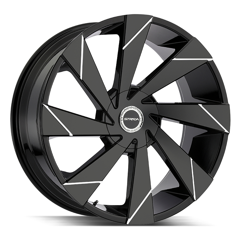 26x10 Strada Wheels Moto BLANK 15 ET 78.1 hub - Gloss Black Milled Line