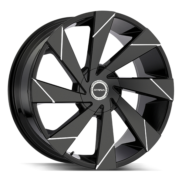 22x9 Strada Wheels Moto 6x135 30 ET 87.1 hub - Gloss Black Milled Line