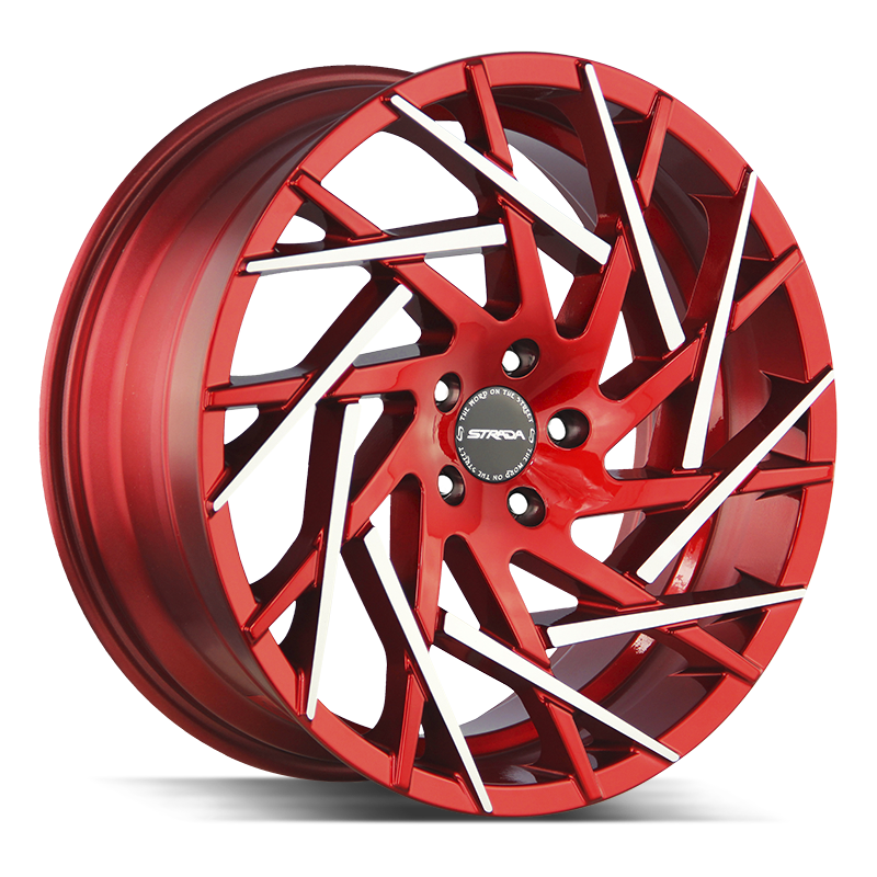 22x9 Strada Wheels Nido 5x114.3 35 ET 72.6 hub - Candy Red Machined Tips