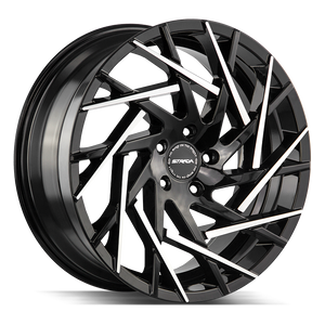 20x8.5 Strada Wheels Nido 5x120 35 ET 72.6 hub - Gloss Black Machined Tips