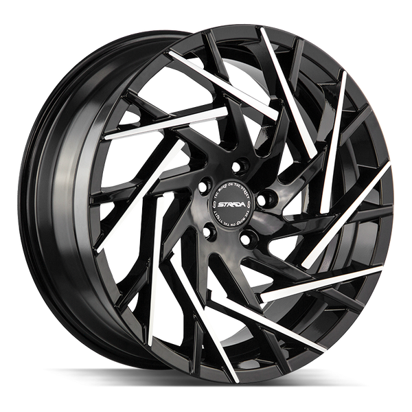 22x9 Strada Wheels Nido 5x120 35 ET 72.6 hub - Gloss Black Machined Tips