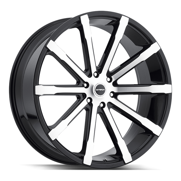 24x10 Strada Wheels Osso 5x115 24 ET 72.6 hub - Gloss Black Machined