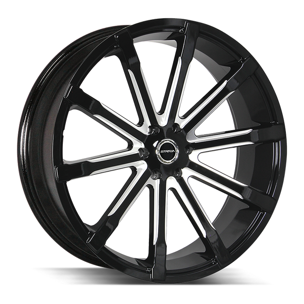 24x10 Strada Wheels Osso 6x139.7 35 ET 78.1 hub - Gloss Black Milled