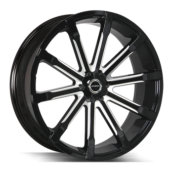 24x10 Strada Wheels Osso 5x115 24 ET 72.6 hub - Gloss Black Milled