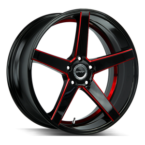 18x8 Strada Wheels Perfetto 5x114.3 18 ET 72.6 hub - Gloss Black Candy Red Milled