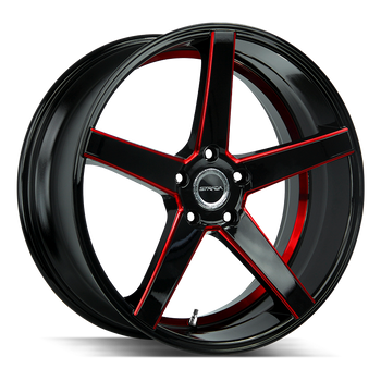 20x8.5 Strada Wheels Perfetto 5x112 30 ET 72.6 hub - Gloss Black Candy Red Milled