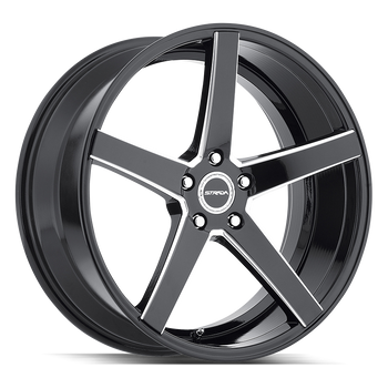 22x9.5 Strada Wheels Perfetto 5x120 15 ET 72.6 hub - Gloss Black Milled