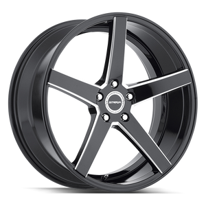 22x9.5 Strada Wheels Perfetto 5x115 35 ET 72.6 hub - Gloss Black Milled