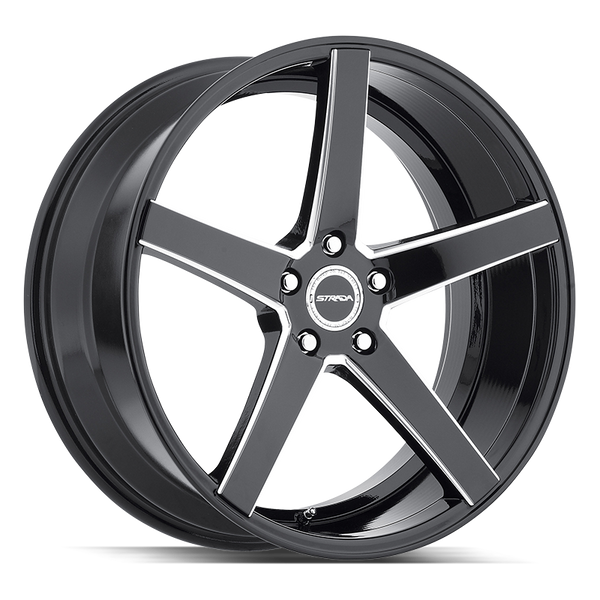 22x9.5 Strada Wheels Perfetto 5x115 35 ET 72.6 hub - Gloss Black Milled