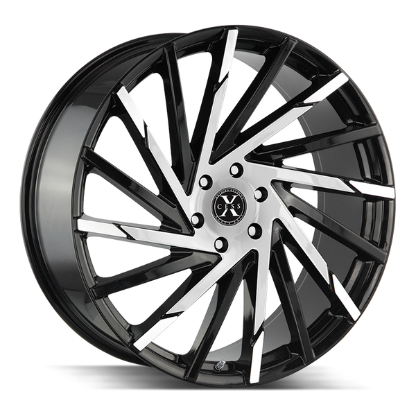 22x9 Xcess Wheels X02 5x114.3 35 ET 72.6 hub - Gloss Black Machined