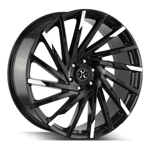 22x9 Xcess Wheels X02 5x115 15 ET 72.6 hub - Gloss Black Machined Tips