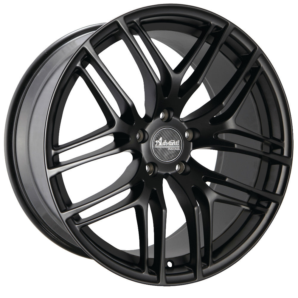 19x9.5 Advanti Racing Wheels 78B Bello 5x120 +45 Offset 72.56 Hub Matte Black