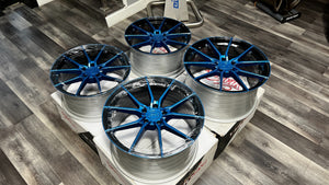 Vertini RFS1.2 19x9.5 ET50 / 20x11 ET73 5X120 Staggered Set Gloss Black Blue Metallic - Open Box