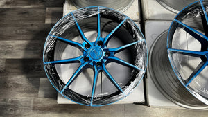 Vertini RFS1.2 19x9.5 ET50 / 20x11 ET73 5X120 Staggered Set Gloss Black Blue Metallic - Open Box