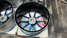 Vertini RFS1.2 19x9.5 ET50 / 20x11 ET73 5X120 Staggered Set Gloss Black Blue Metallic - Open Box