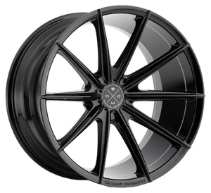 Staggered full Set - (2) 24x9 Blaque Diamond BD-11 Gloss Black (2) 24x10 Blaque Diamond BD-11 Gloss Black