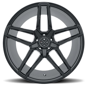 Staggered full Set - (2) 22x9 Blaque Diamond BD-17-5 Gloss Black (2) 22x10.5 Blaque Diamond BD-17-5 Gloss Black
