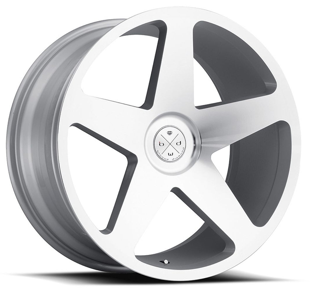 Staggered full Set - (2) 20x9 Blaque Diamond BD-15 Silver w/ Machined Face (2) 20x11 Blaque Diamond BD-15 Silver w/ Machined Face