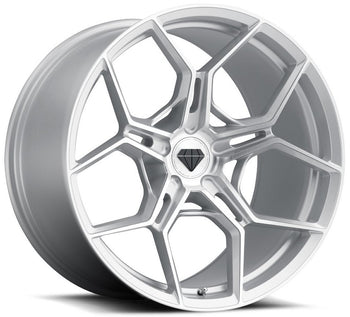 Staggered full Set - (2) 22x11 Blaque Diamond BD-F25 Brushed Silver (2) 22x12 Blaque Diamond BD-F25 Brushed Silver