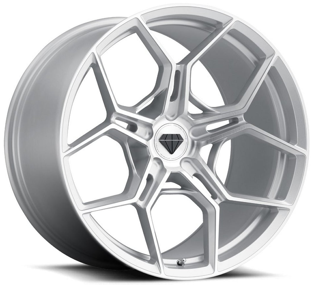 Staggered full Set - (2) 20x9 Blaque Diamond BD-F25 Brushed Silver (2) 20x10 Blaque Diamond BD-F25 Brushed Silver