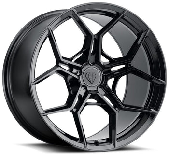 Staggered full Set - (2) 22x11 Blaque Diamond BD-F25 Gloss Black (Flow Forged) (2) 22x12 Blaque Diamond BD-F25 Gloss Black (Flow Forged)