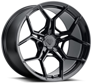 Staggered full Set - (2) 22x10.5 Blaque Diamond BD-F25 Gloss Black (Flow Forged) (2) 22x12 Blaque Diamond BD-F25 Gloss Black (Flow Forged)