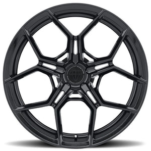 Staggered full Set - (2) 22x9 Blaque Diamond BD-F25 Gloss Black (Flow Forged) (2) 22x11 Blaque Diamond BD-F25 Gloss Black (Flow Forged)
