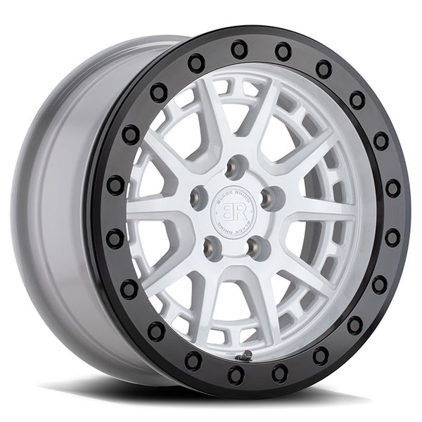 15x7 Black Rhino Gravel Beadlock Gloss White w/ Black Ring