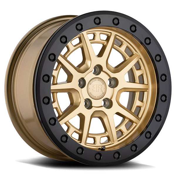 15x7 Black Rhino Gravel Beadlock Satin Gold w/ Black Ring