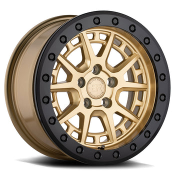 15x7 Black Rhino Gravel Beadlock Satin Gold w/ Black Ring