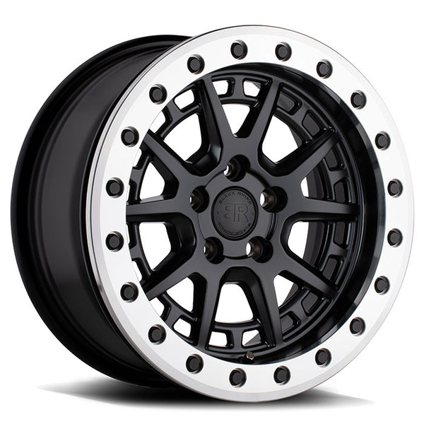 15x7 Black Rhino Gravel Beadlock Matte Black w/ Machined Ring