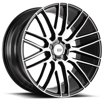 Staggered full Set - (2) 20x8.5 Savini Black Di Forza BM13 Gloss Black w/ Machined Face (Concave) (2) 20x11 Savini Black Di Forza BM13 Gloss Black w/ Machined Face (Concave)