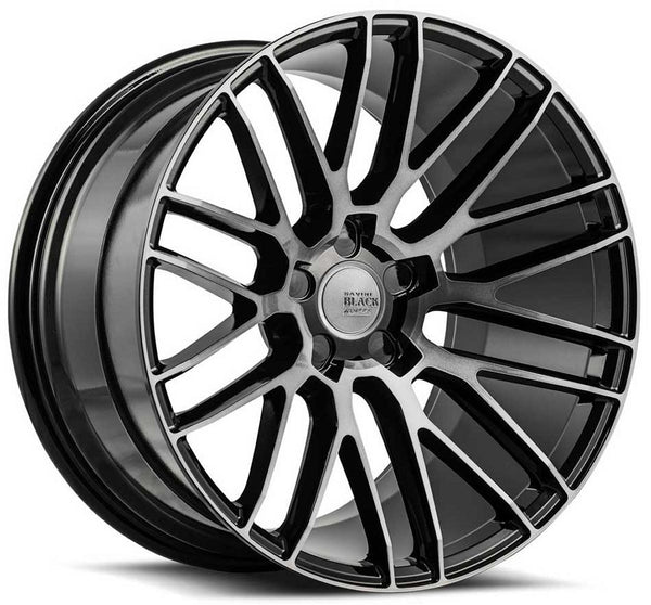 Staggered full Set - (2) 22x9 Savini Black Di Forza BM13 Gloss Black w/ Double Dark Tint Face (Concave) (2) 22x10.5 Savini Black Di Forza BM13 Gloss Black w/ Double Dark Tint Face (Concave)