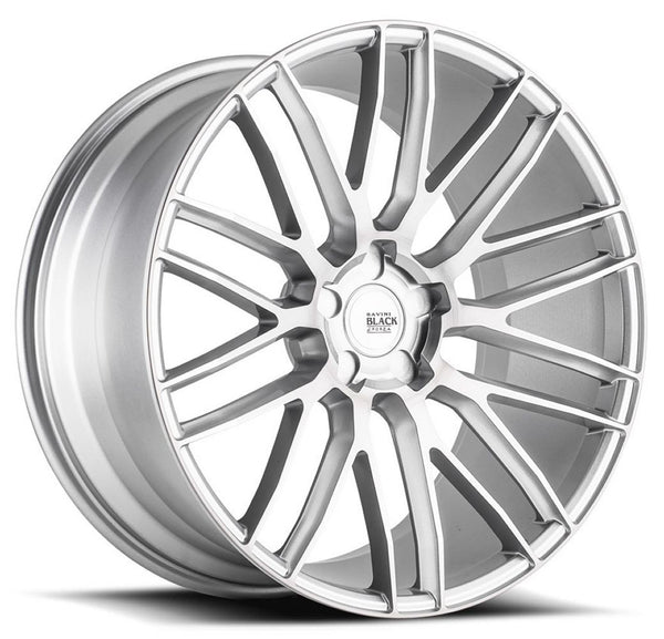 Staggered full Set - (2) 20x8.5 Savini Black Di Forza BM13 Brushed Silver (Concave) (2) 20x10.5 Savini Black Di Forza BM13 Brushed Silver (Concave)