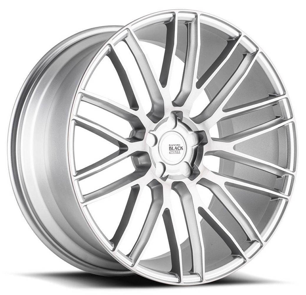 22x9 Savini Black Di Forza BM13 Brushed Silver (Concave)