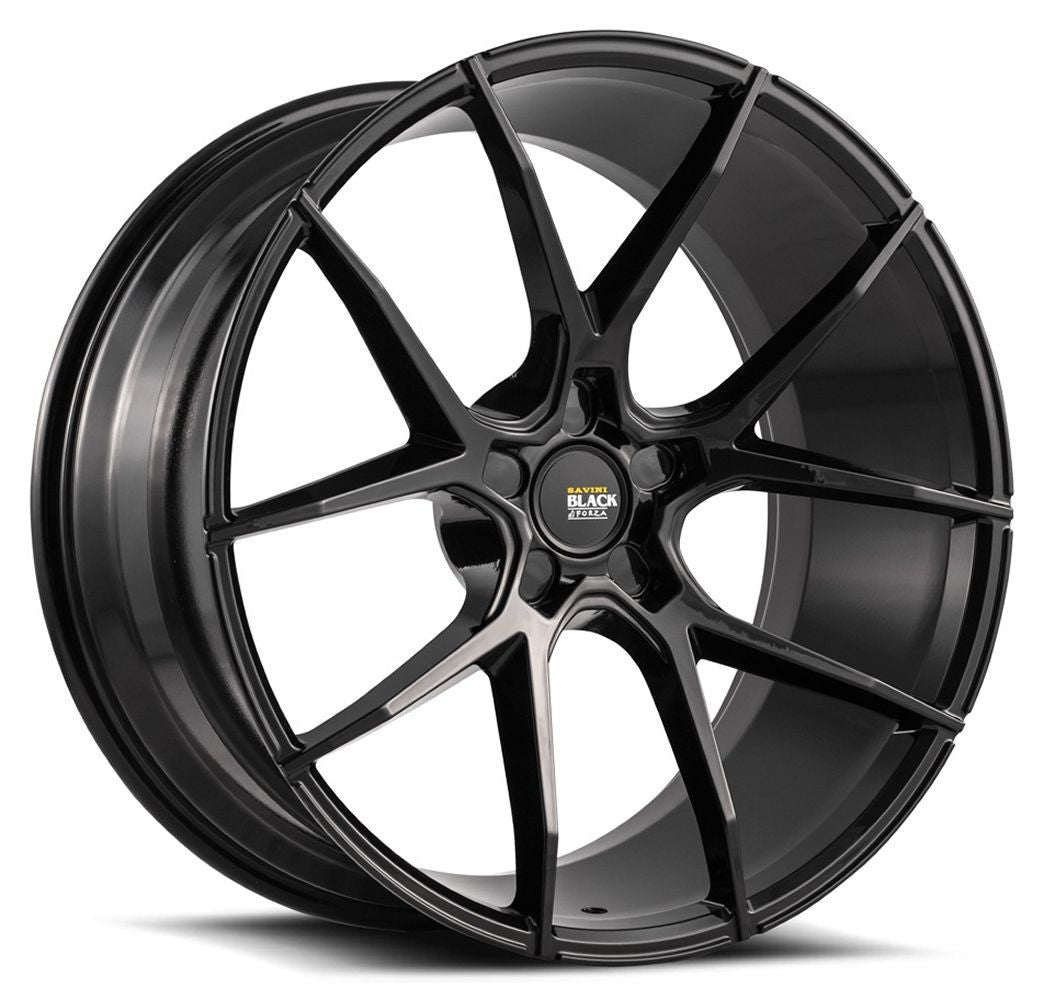 Staggered full Set - (2) 22x9 Savini Black Di Forza BM14 Gloss Black (Concave) (2) 22x10.5 Savini Black Di Forza BM14 Gloss Black (Concave)