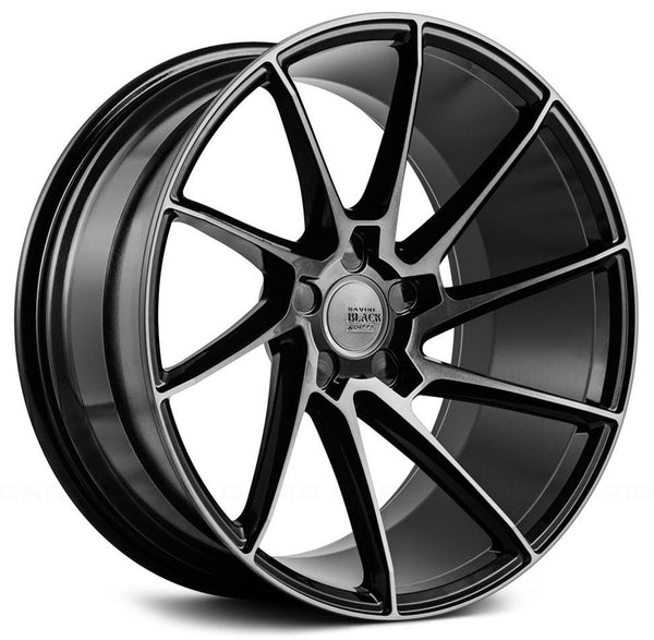 Staggered full Set - (2) 20x10 Savini Black Di Forza BM15 Gloss Black w/ Double Dark Tint Face (True Directional) (Concave) (2) 20x11 Savini Black Di Forza BM15 Gloss Black w/ Double Dark Tint Face (True Directional) (Concave)