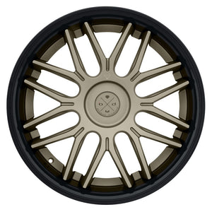 Staggered full Set - (2) 22x9 Blaque Diamond BD-27 Matte Bronze w/ Gloss Black Lip (2) 22x10.5 Blaque Diamond BD-27 Matte Bronze w/ Gloss Black Lip