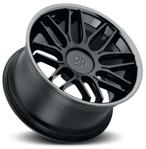 Staggered full Set - (2) 22x9 Blaque Diamond BD-27 Satin Black w/ Black Chrome Stainless Steel Lip (2) 20x11 Blaque Diamond BD-27 Satin Black w/ Black Chrome Stainless Steel Lip