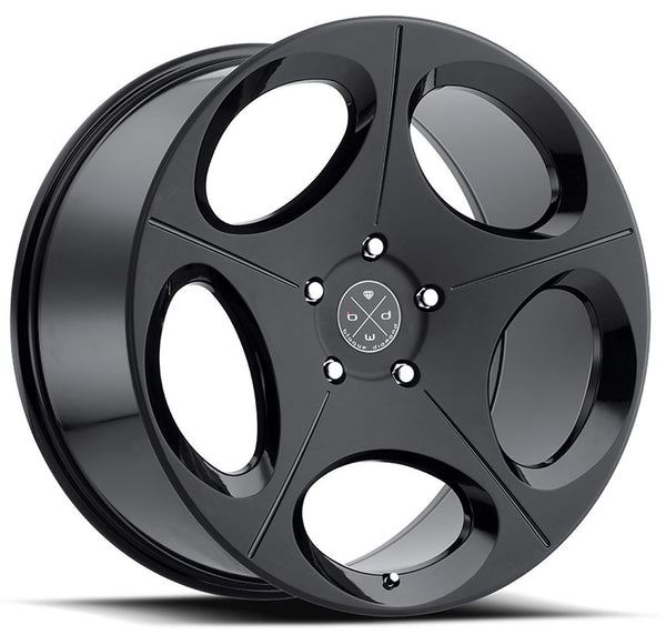 Staggered full Set - (2) 24x9 Blaque Diamond BD-77 Two Tone Black (2) 24x10 Blaque Diamond BD-77 Two Tone Black