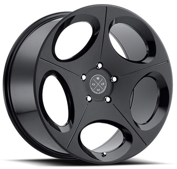 Staggered full Set - (2) 24x9 Blaque Diamond BD-77 Two Tone Black (2) 24x10 Blaque Diamond BD-77 Two Tone Black