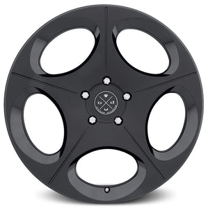 Staggered full Set - (2) 22x9 Blaque Diamond BD-77 Two Tone Black (2) 22x10.5 Blaque Diamond BD-77 Two Tone Black
