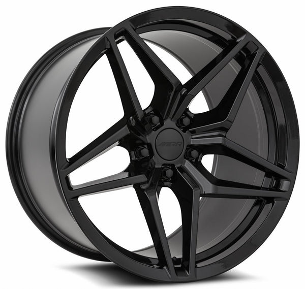 Staggered full Set - 19x10 MRR M755 Corvette ZR1 Replica Wheels Gloss Black 20x12 MRR M755 Corvette ZR1 Replica Wheels Gloss Black